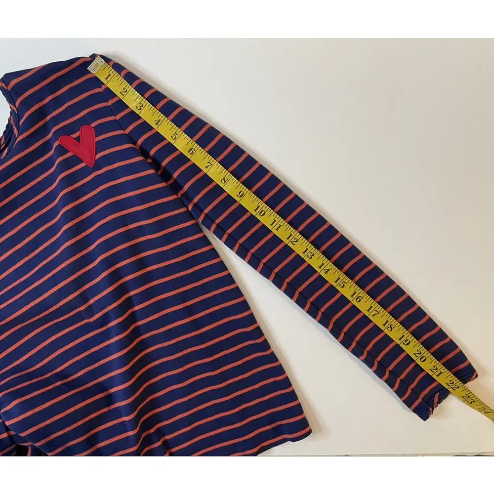 Hanna Andersson Striped Heart Long Sleeve Top Pima Cotton Size 12 150cm